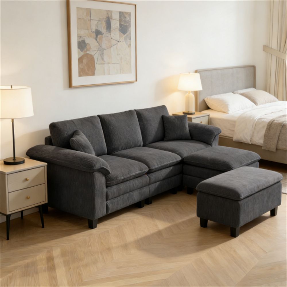 Segmented sofa, L-shaped sofa, living room sofa, dark gray
