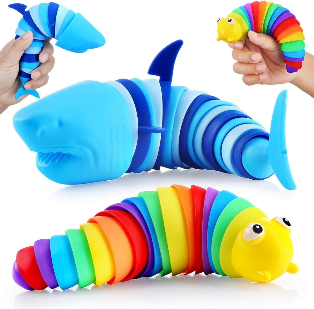 Sensory Slug Fidget Toys, Sensory Toys for Autism and Stress Relief, Travel Essentials for Car and Airplane,Christmas Stocking Stuffers for Kids & Toddlers