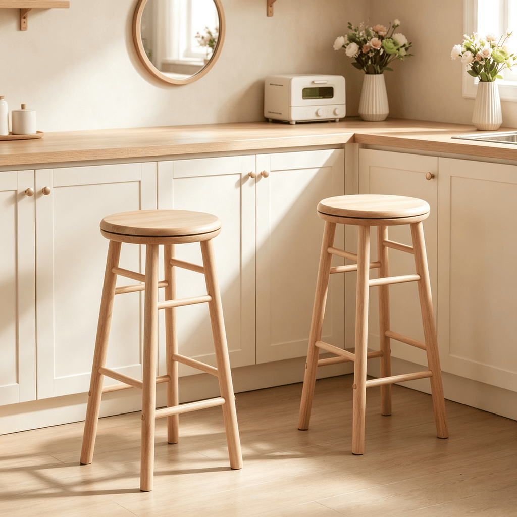 Set of 2 24" Swivel Bar Stools with Footrests And Crossbars for Kitchen Island Dining Room