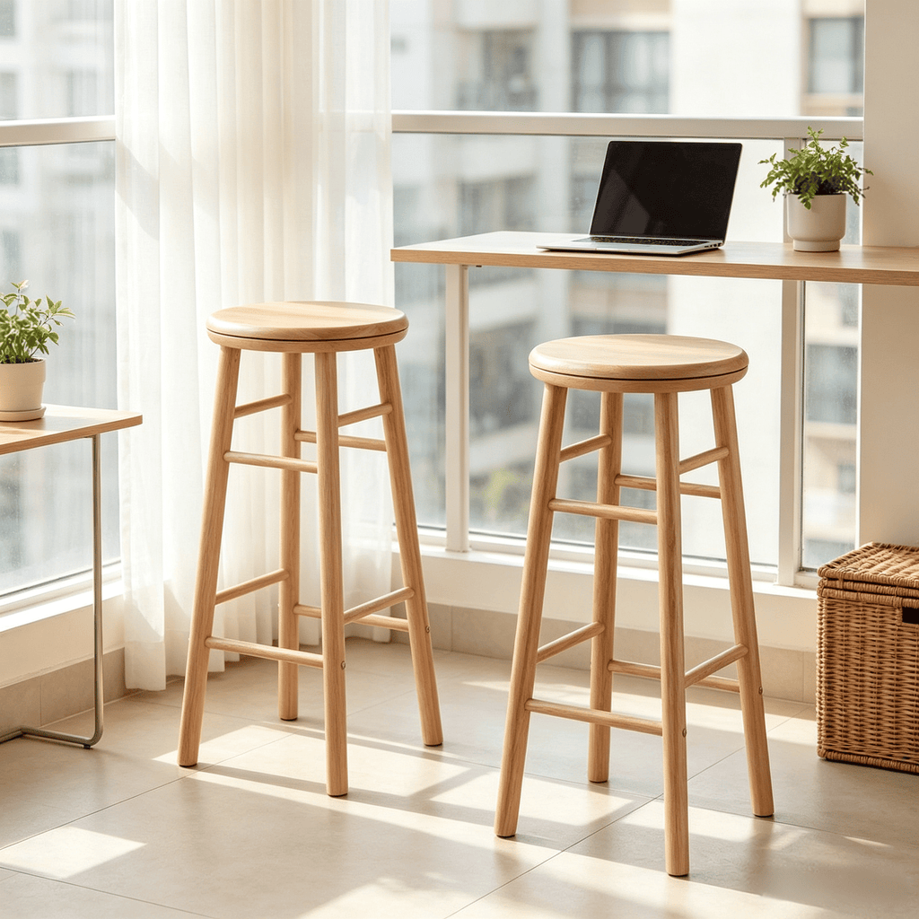 Set of 2 29" Swivel Bar Stools with Footrests And Crossbars  for Kitchen Island Or Breakfast Bar