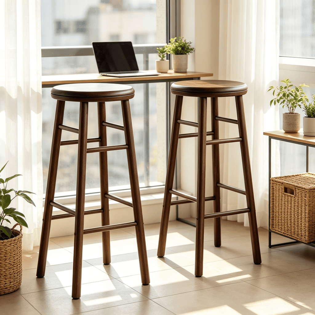 Set of 2 29" Swivel Bar Stools with Footrests And Crossbars  for Kitchen Island Or Breakfast Bar