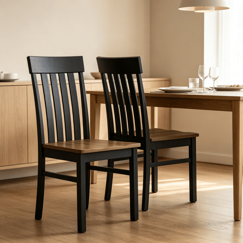 Set of 2 Armless Dining Chairs with Slatted High Backrest for Kitchen Modern Style Armchair Living Room Furniture