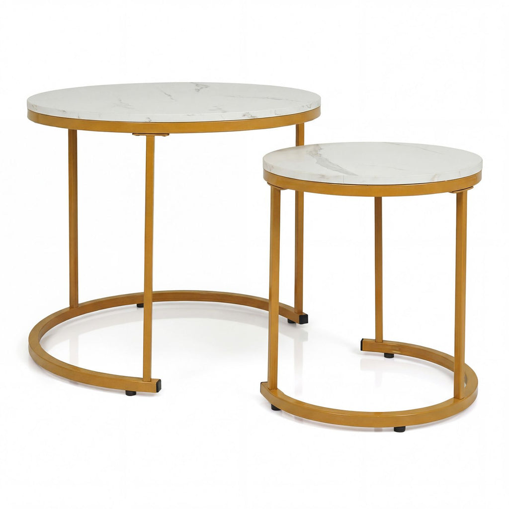 Set of 2 Modern Round Stacking Nesting Coffee Tables