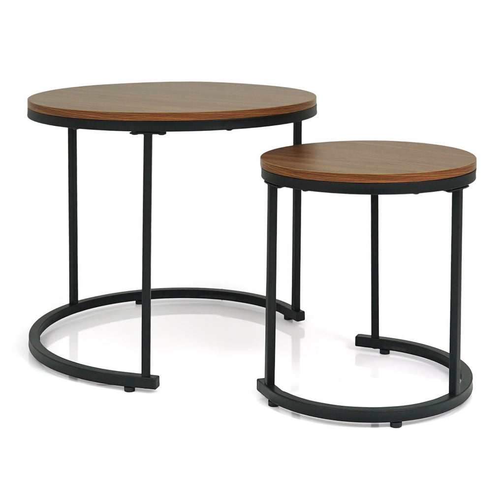 Set of 2 Modern Round Stacking Nesting Coffee Tables