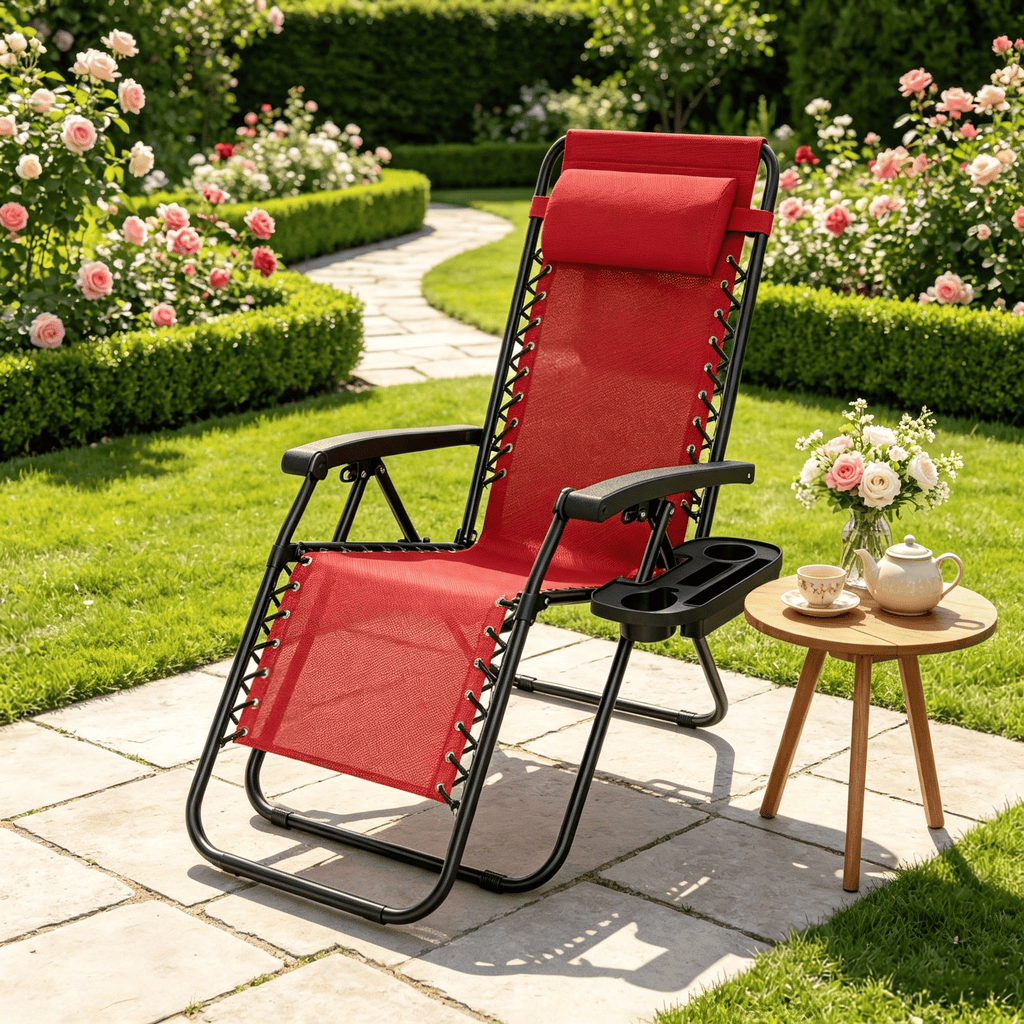 Set of 2 Portable Zero Gravity Chairs with Cup Holder And Adjustable Backrest for Outdoor Relaxation