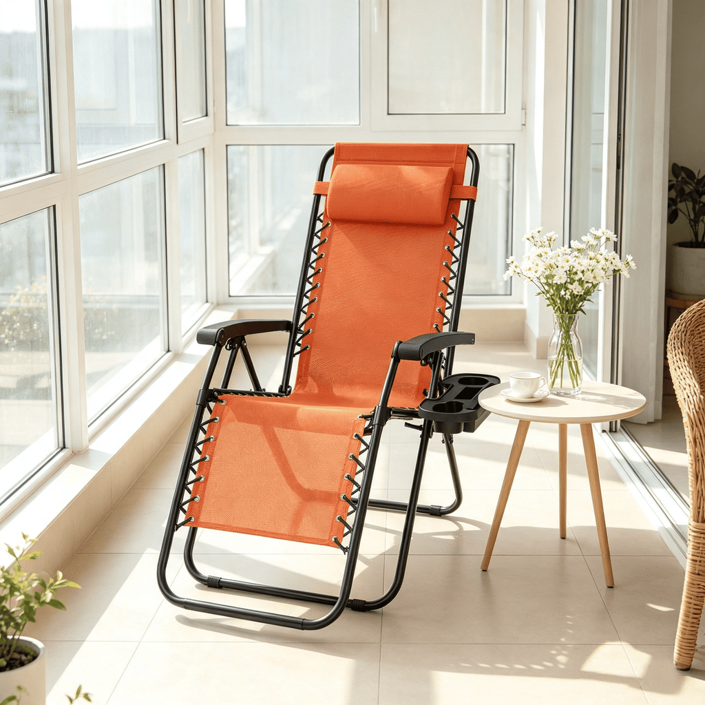 Set of 2 Portable Zero Gravity Chairs with Cup Holder And Adjustable Backrest for Outdoor Relaxation