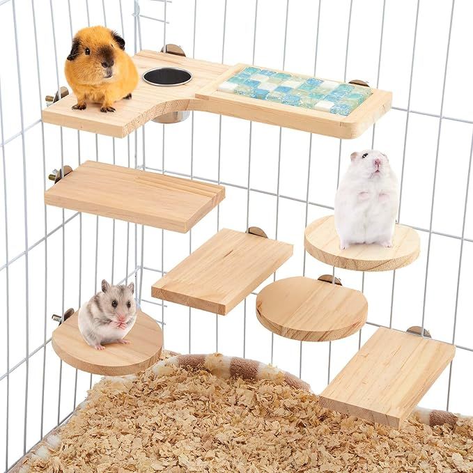 Set of 9 Wooden Hamster Cage  Shaped Round Hole