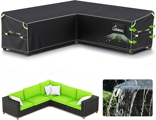 Shape Outdoor Sectional Sofa Cover Waterproof with Air Vent, 90"Heavy Duty Patio Furniture Covers, Outdoor Couch Cover with Reflective Strips