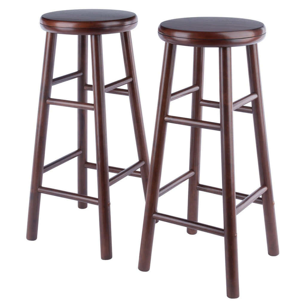 Shelby 2-Pc Swivel Seat Bar Stool Set; Walnut