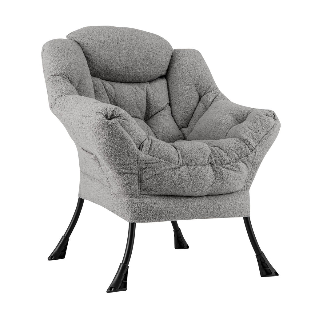 Sherpa Upholstered Accent Chair with Cozy Head Pillow