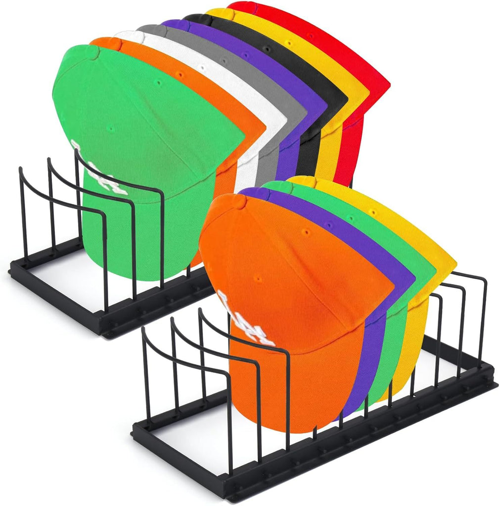 ShineMe Baseball Cap Organizer, 2 Pack Heavy Duty Hat Organizer for Closet, Large Capacity Ball Cap Organizer for Holding Up to 20 Baseball Caps, Space Saving Dresser Organizer