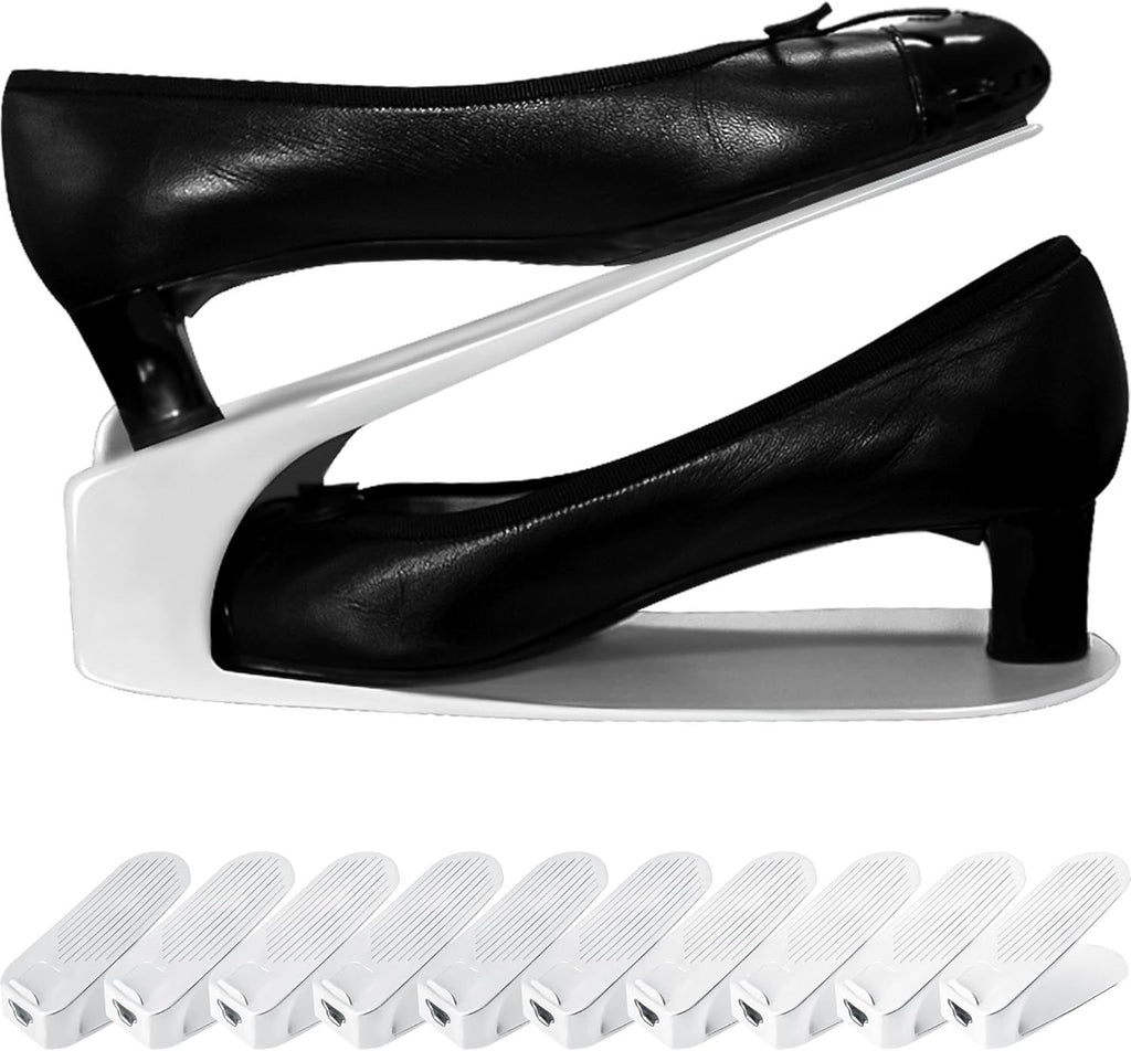 Shoe Slot Organizer 10 Pack, Space-Saving Stackers for Closet, Entryway & Shoe Rack | No Assembly Needed