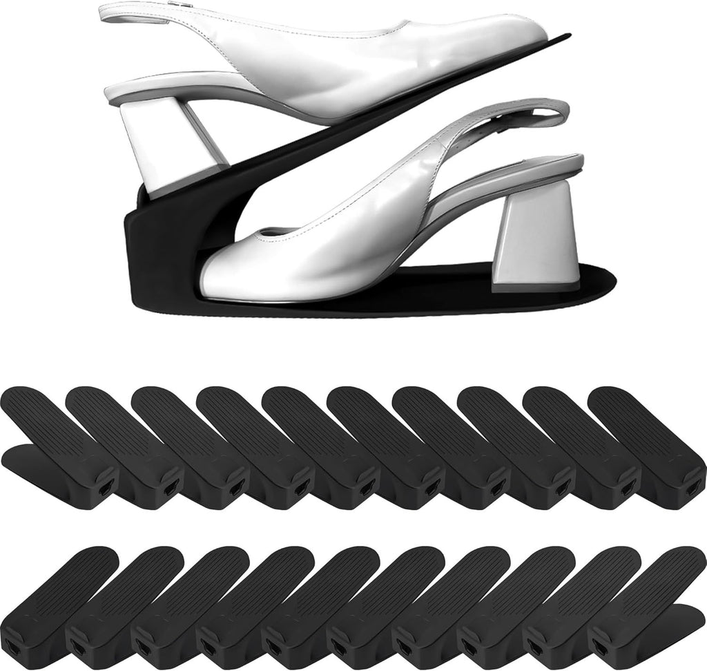 Shoe Slot Organizer 10 Pack, Space-Saving Stackers for Closet, Entryway & Shoe Rack | No Assembly Needed