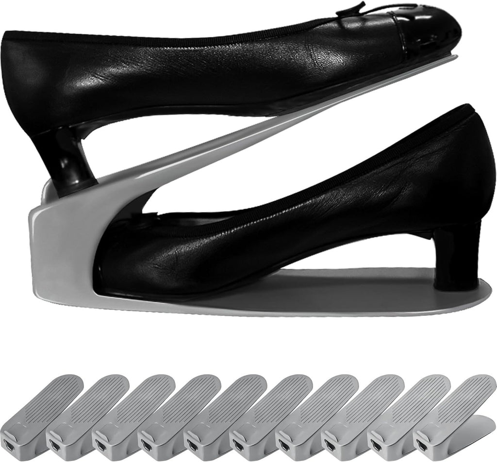 Shoe Slot Organizer 10 Pack, Space-Saving Stackers for Closet, Entryway & Shoe Rack | No Assembly Needed