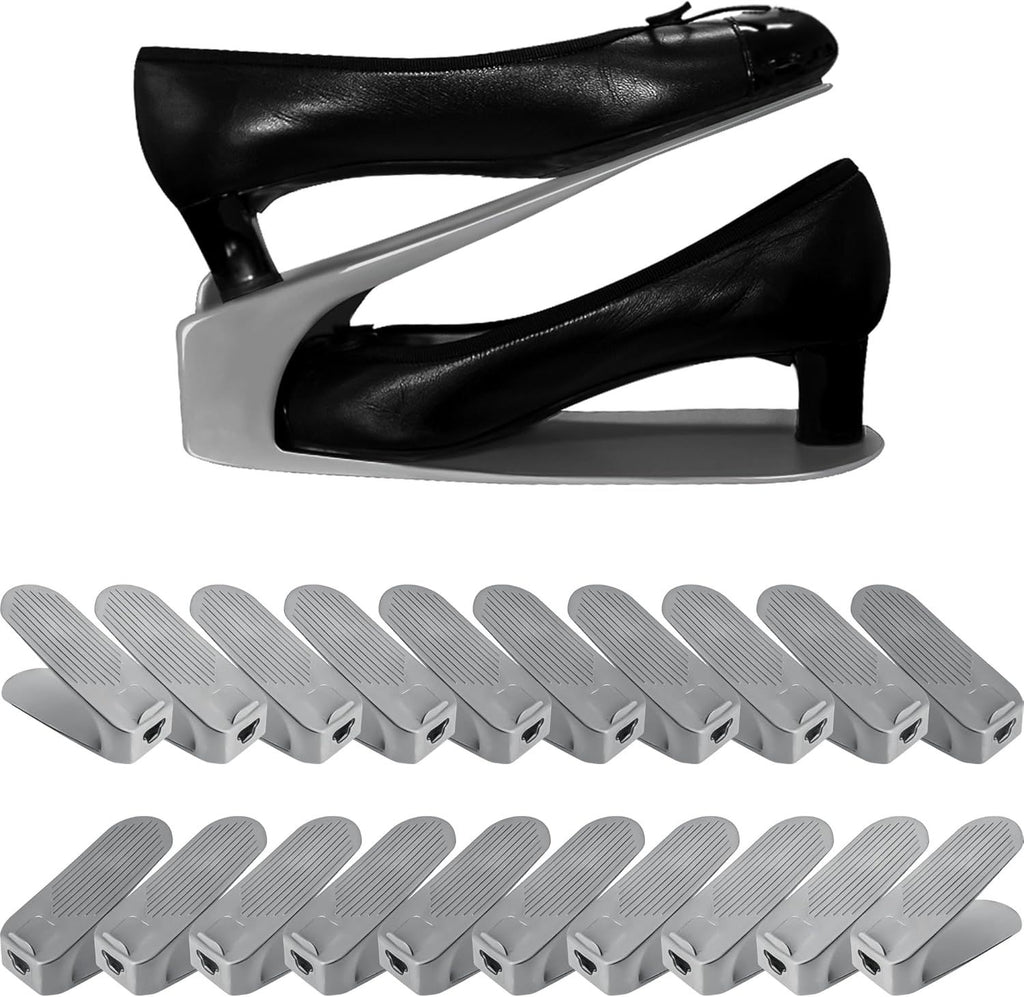 Shoe Slot Organizer 10 Pack, Space-Saving Stackers for Closet, Entryway & Shoe Rack | No Assembly Needed