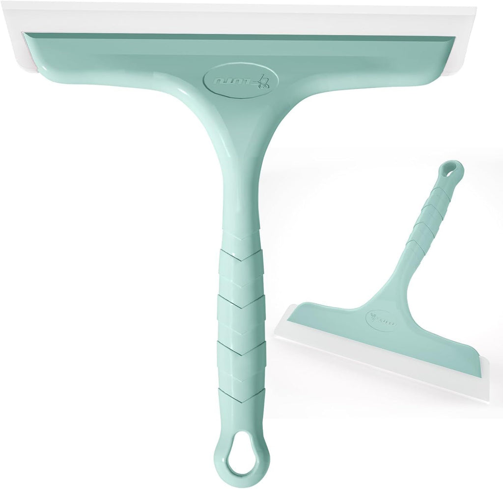 Shower Squeegee for Glass Doors, Bathroom Squeegee for Shower, Window Squeegee, Home Bathroom Silicone Cleaner Tool, Suitable for Bathroom, Kitchen, Tile, Mirror, Car Glass, 8in Lake Blue