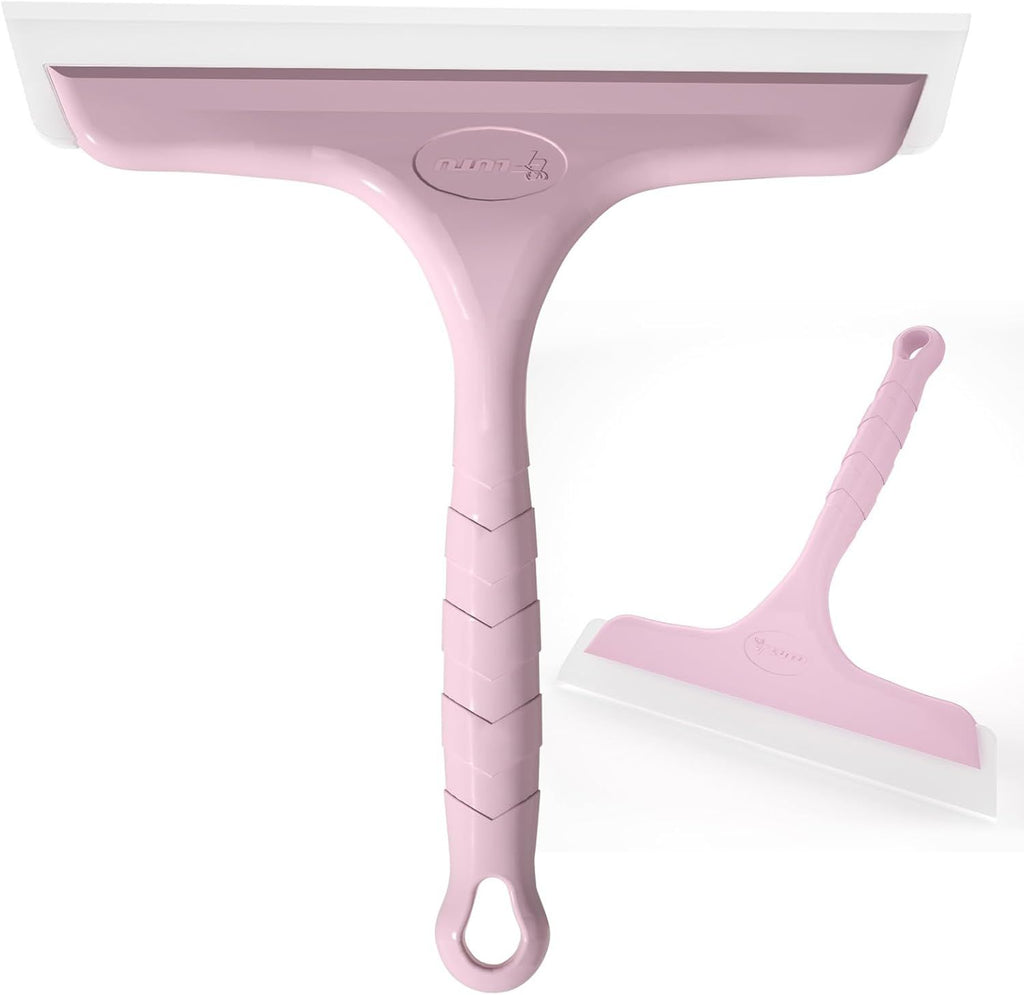 Shower Squeegee for Glass Doors, Bathroom Squeegee for Shower, Window Squeegee, Home Bathroom Silicone Cleaner Tool, Suitable for Bathroom, Kitchen, Tile, Mirror, Car Glass, 8in Rose Pink