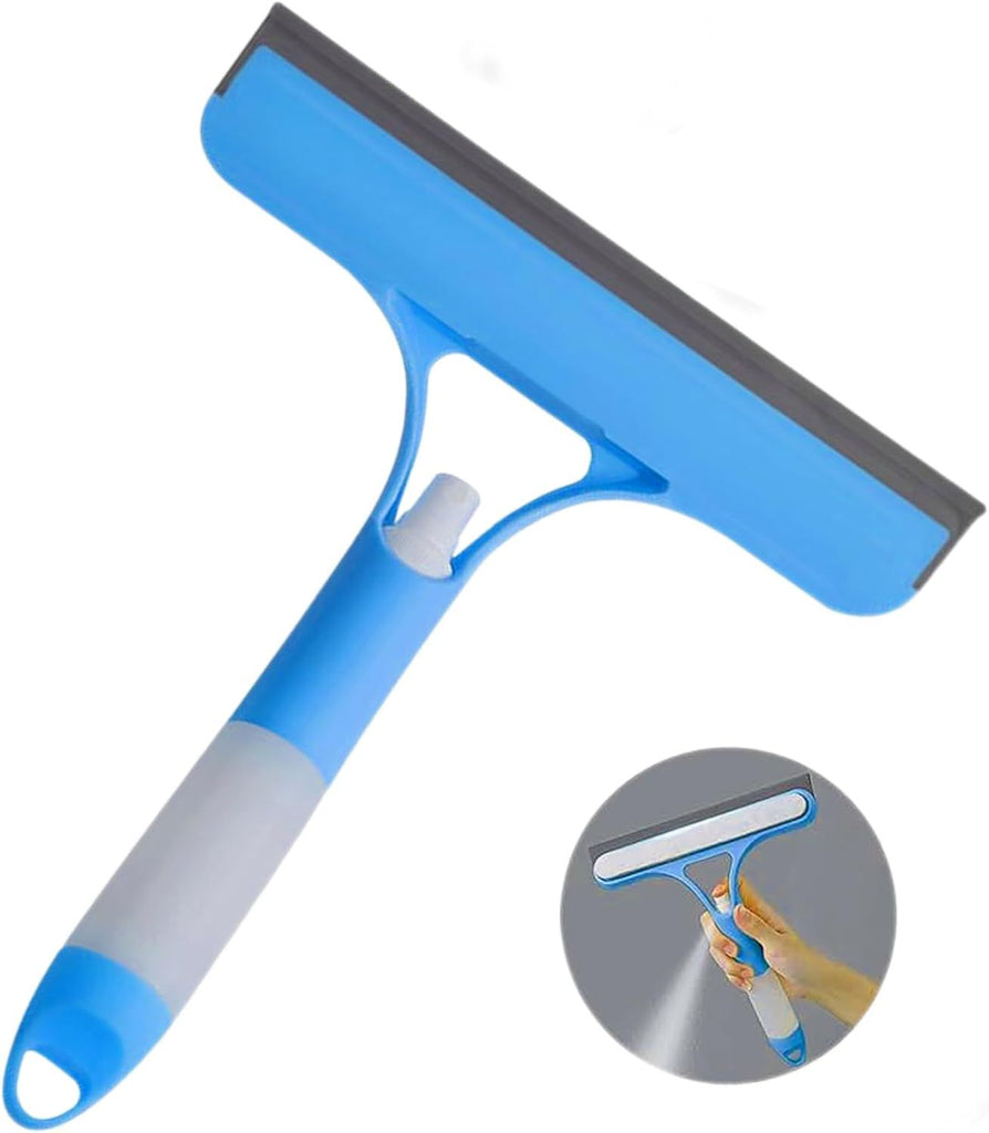 Shower Squeegee for Glass Doors,Household Window Mirror Squeegee for Bathroom, Glass, Tile Wall, Car,Spray, Squeegee and Wipe Windows All-in-one(Blue)