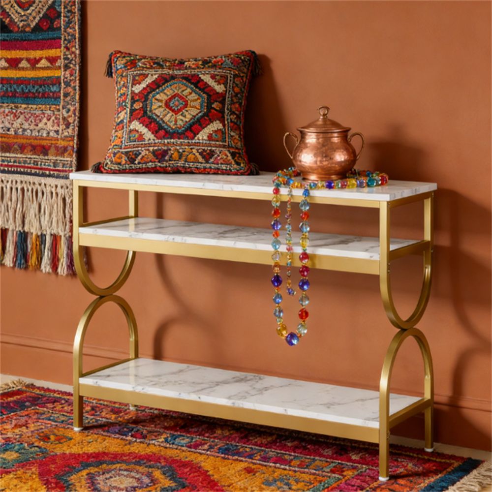 Side table, console table, sofa table, with storage rack