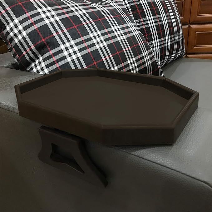 Side Tables Sofa Armrest Clip-On Table, Recliner Armchair Organizer Tray (Cherry), Food Grade Plastic Material