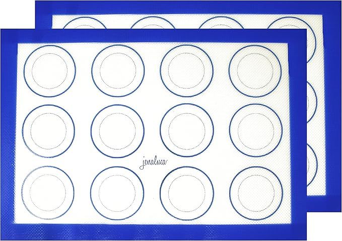 Silicone Baking Mats 2 Pack - Non-Stick Mats with Cookie Measurements Reusable Food Grade Silicone for Cookies, Pastries & Meal Preparation - Non Slip - 16.5 x 11.6