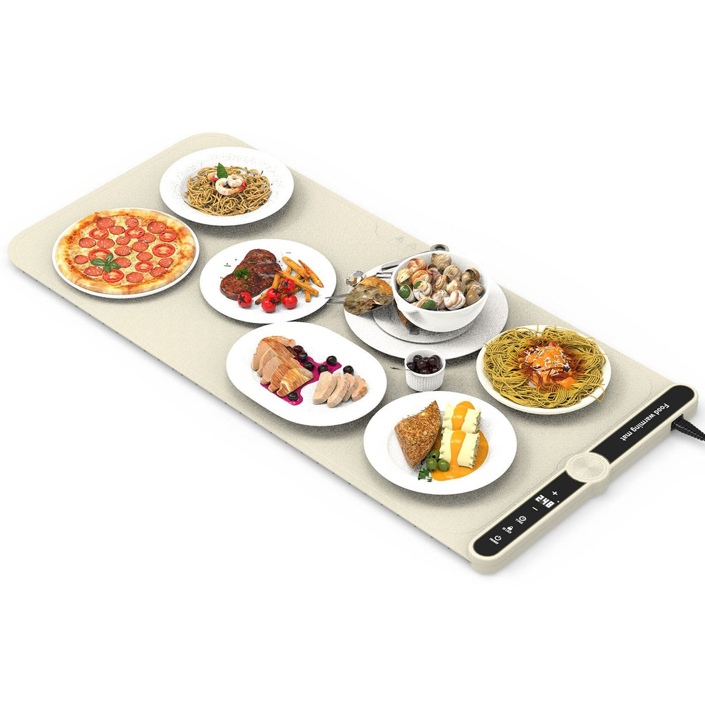 Silicone Food Warming Mat With 9 Temperature Levels 6Hrs Timer Child Lock Auto Shut Off Roll-Up Electric Warming Tray For Party Buffet Gathering Daily Use 8S Fast And Even Heating
