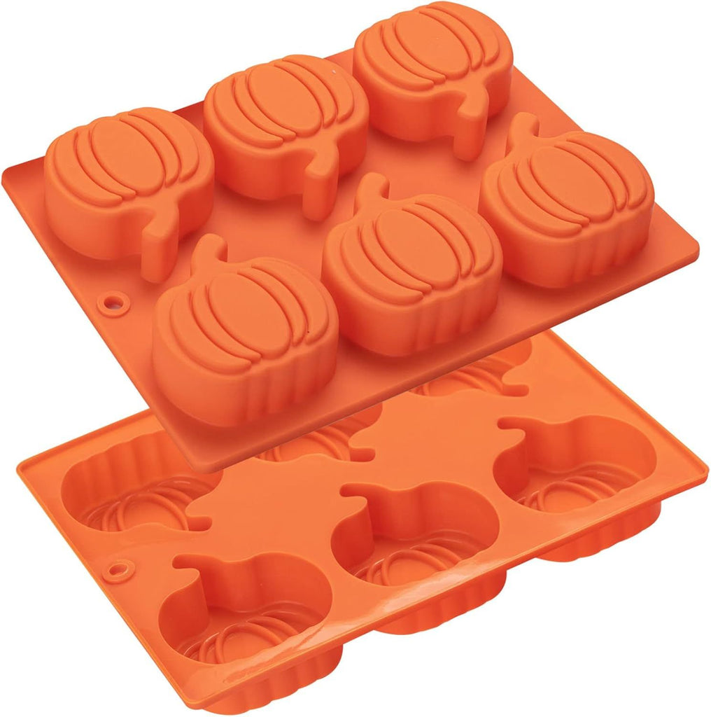 Silicone Pumpkin Molds, 2 Pack Pumpkin-Shaped Cake Molds Thanksgiving Oreo Molds Muffin Cupcake Pan Hot Chocolate Bomb Mold for Halloween Thanksgiving Fall Baking and Wax Melts Soap Making