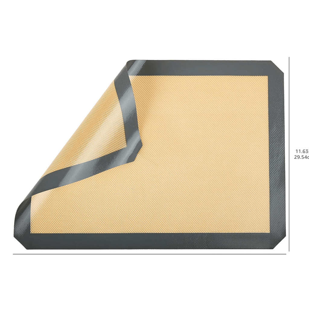 Silicone Rectangular Baking Mat, Non-Stick Reusable Oven Bakeware, 16.5" x 11.6", New Beige/Gray, Pack of 2