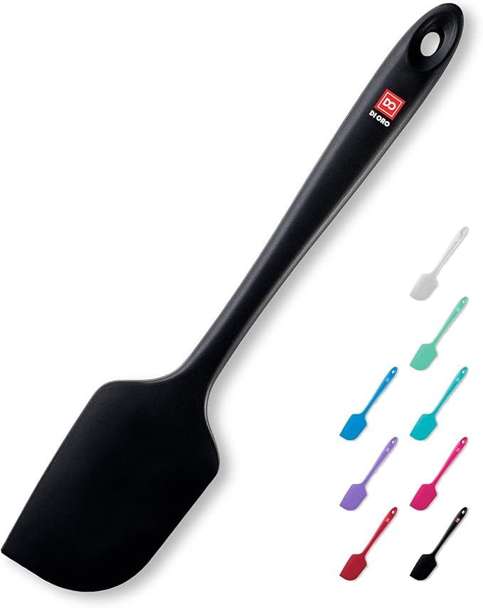 Silicone Spatula - 600°F Heat-Resistant Rubber Kitchen Spatula for Baking, Scraping, & Mixing - BPA Free Nonstick Cookware Safe Flexible Utensil for Cooking - Seamless & Dishwasher Safe (Black)