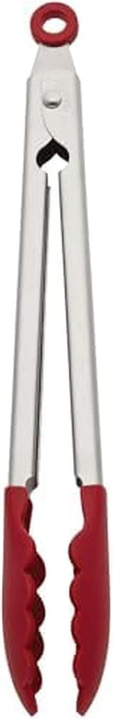 Silicone Stainless Steel Tongs, 12 Inch, Red