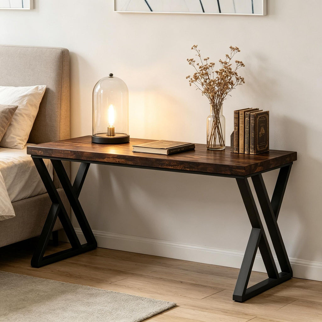 Simple Heavy-Duty Computer Desk 55 Inch Writing Study Table Desk for Home Office