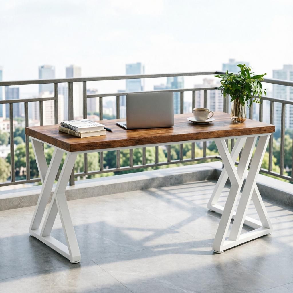 Simple Heavy-Duty Computer Desk 55 Inch Writing Study Table Desk for Home Office