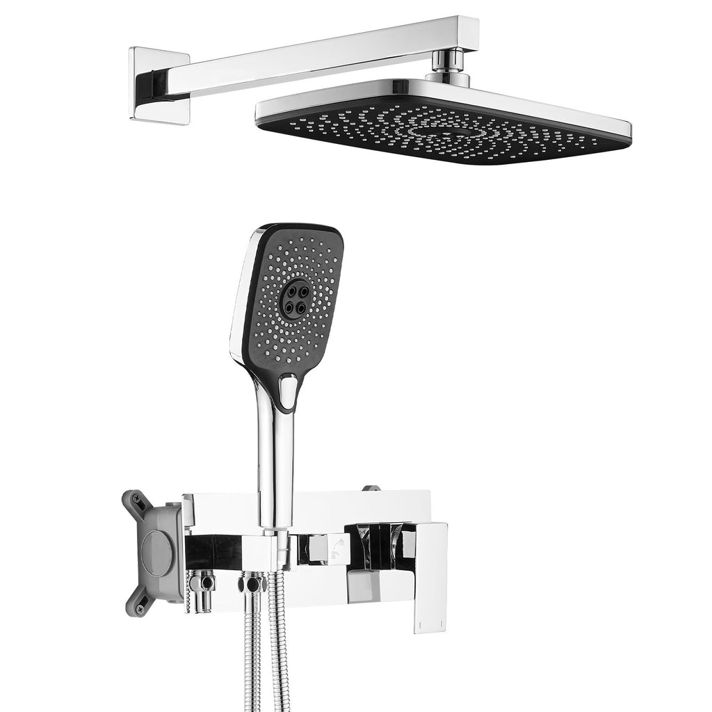 Single-Handle 2-Spray of Rain Shower Head System Shower Faucet and Handheld Shower Kit (Valve Included)