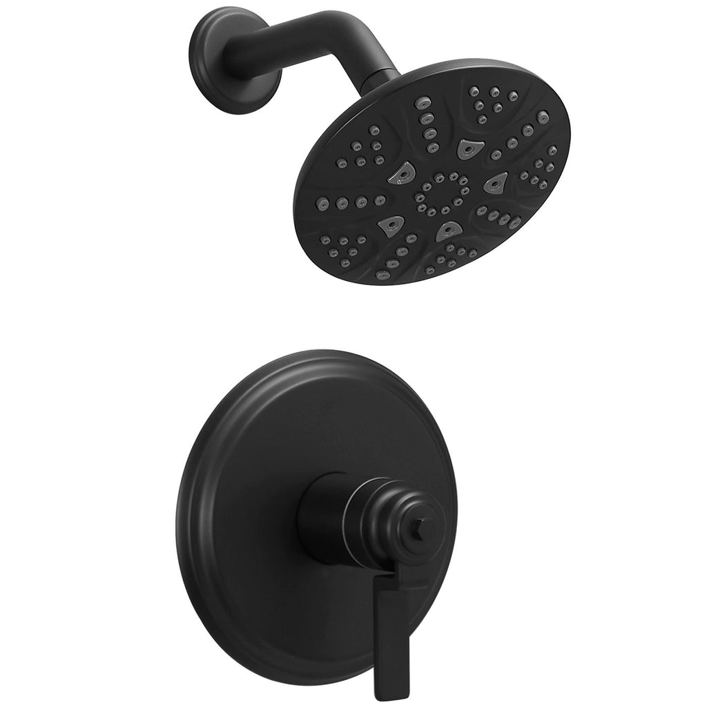Single Handle 6-Spray Shower Faucet Set Trim Kit 1.8 GPM with Valve and Filtered Shower Head in. Matte Black
