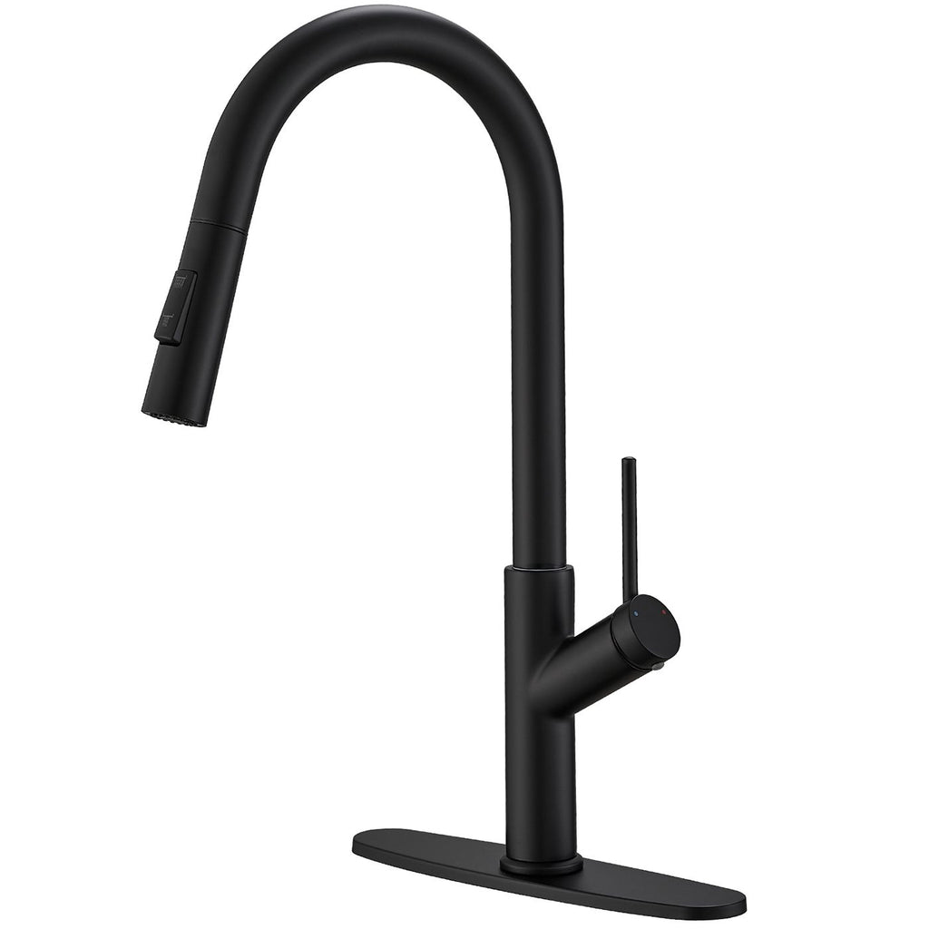 Single Handle Pull Down Sprayer Kitchen Faucet in Matte Black
