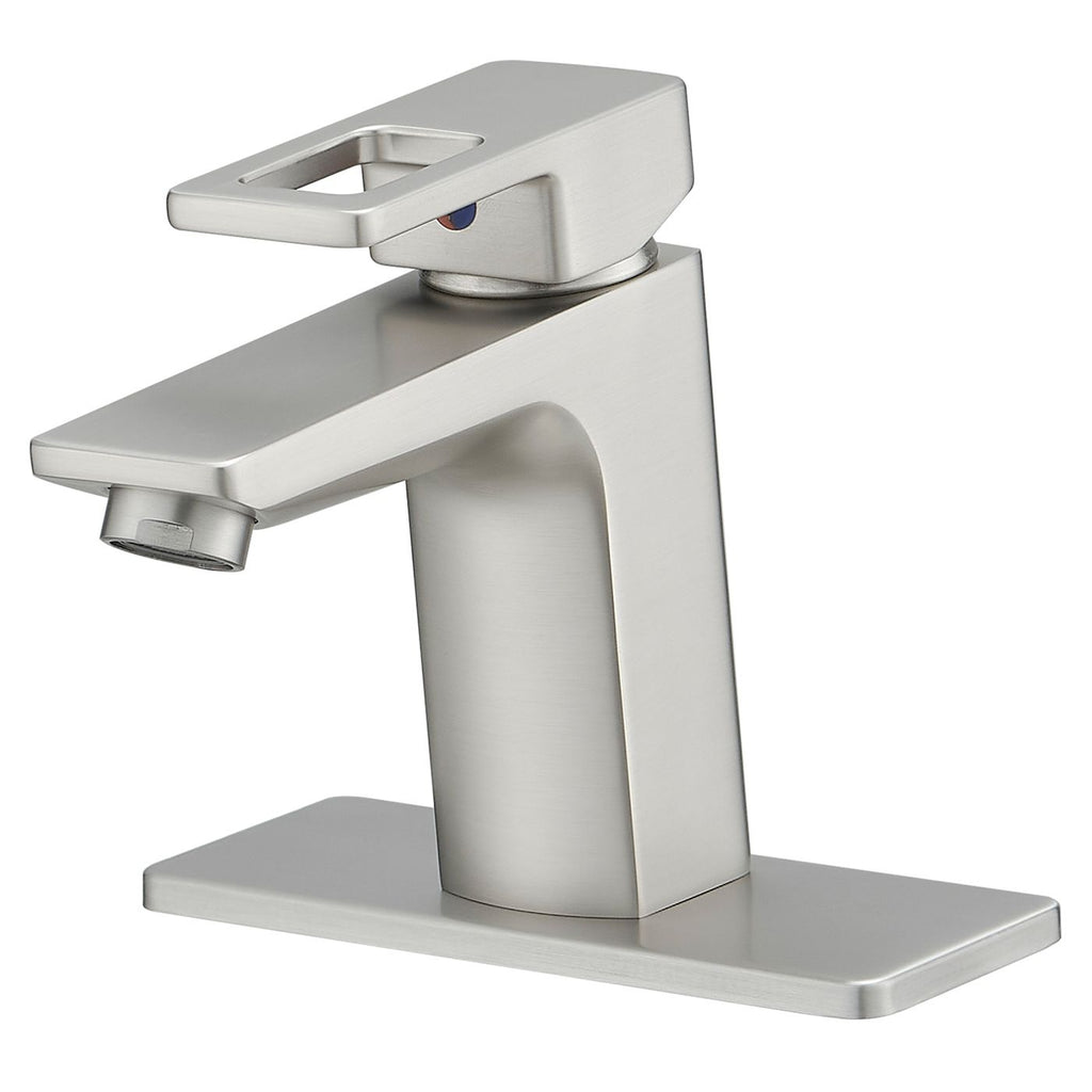Single-Handle Single-Hole Bathroom Faucet in Spot Resist Brushed Nickel