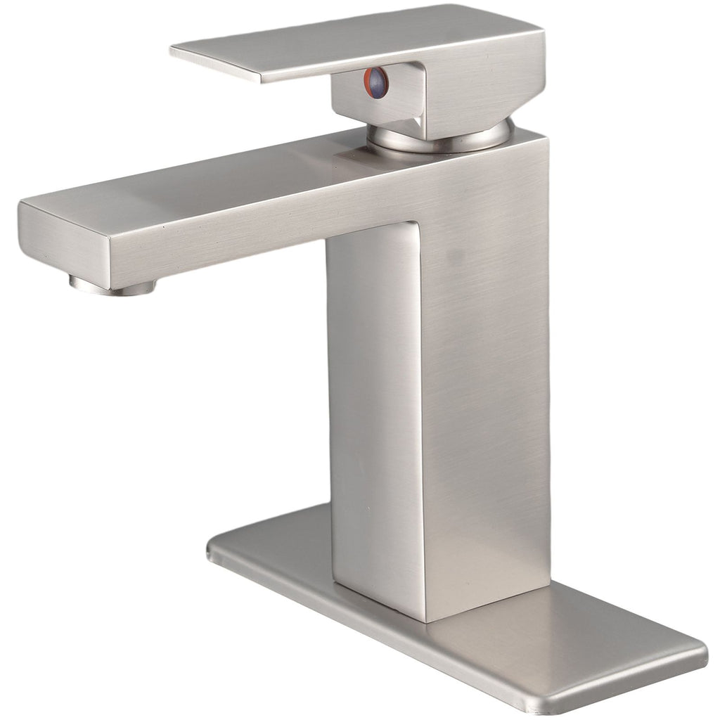 Single Handle Single Hole Low-Arc Bathroom Faucet with Supply Line