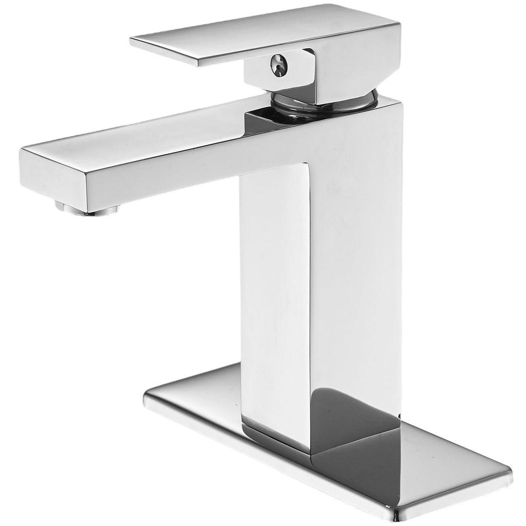 Single Handle Single Hole Low-Arc Bathroom Faucet with Supply Line