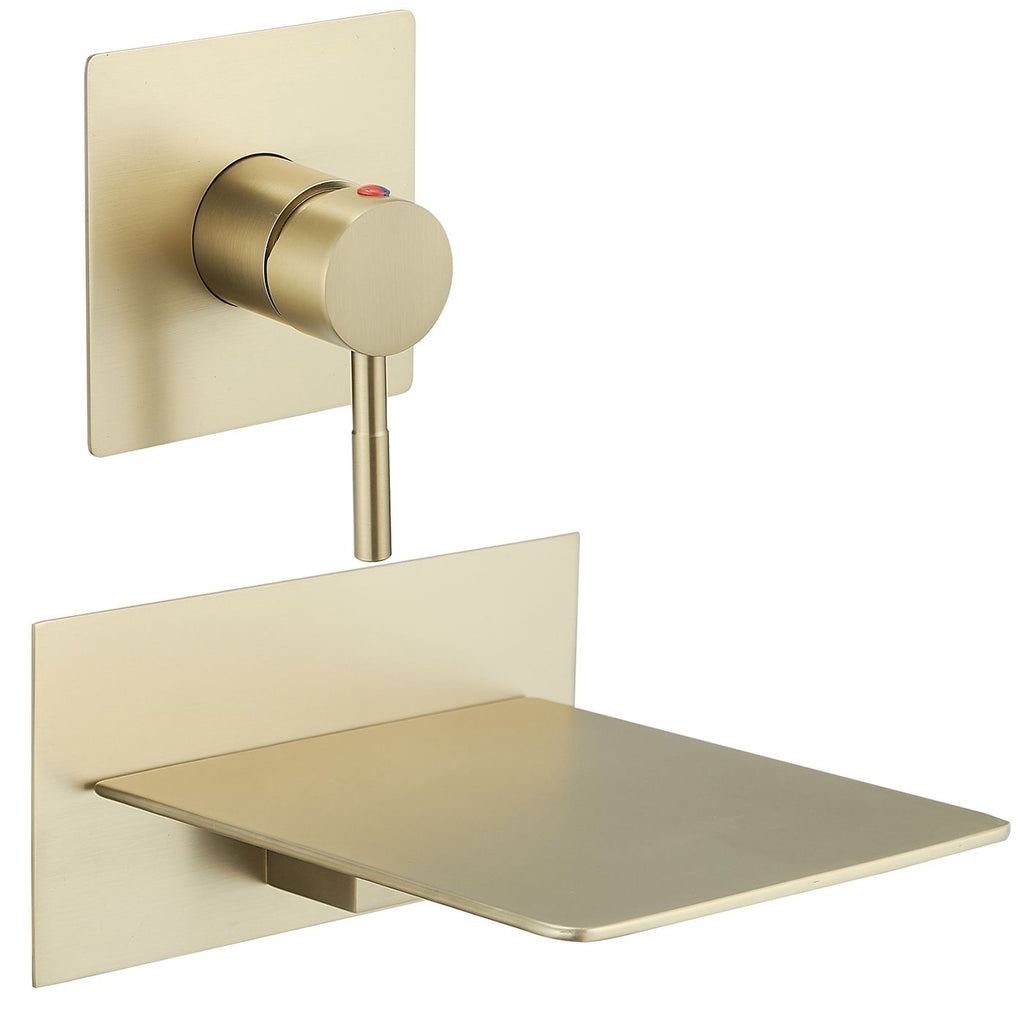 Single Handle Wall Mount Spout Waterfall Bathroom Faucet in Brushed Nickel