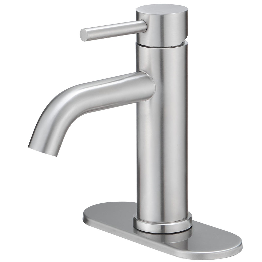 Single Hole Single Handle Bathroom Faucet RV Faucet Deck Mount 1 Hole or 3 Holes With Pop Up Drain in Brushed Nickel