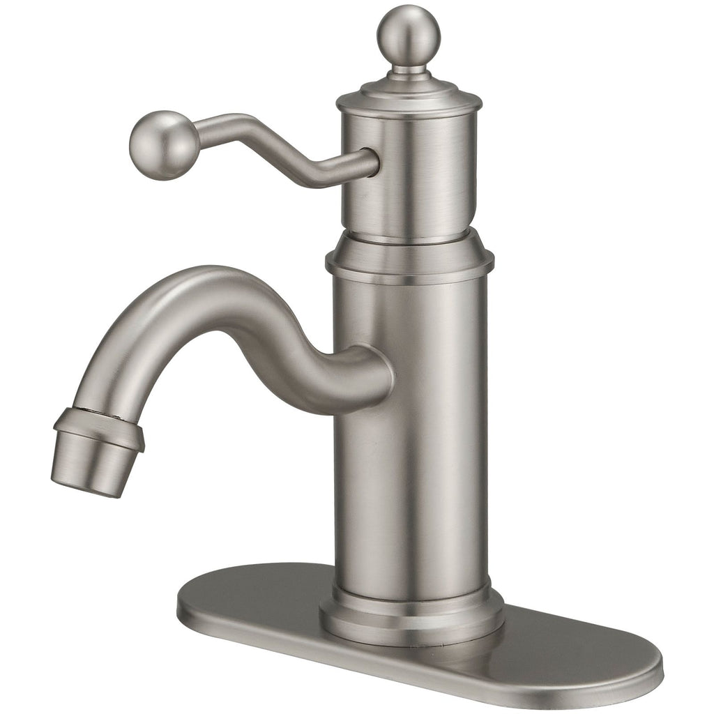 Single Hole Single-Handle Bathroom Faucet Vanity Sink Basin Mixer Tap Antique in Brushed Nickel