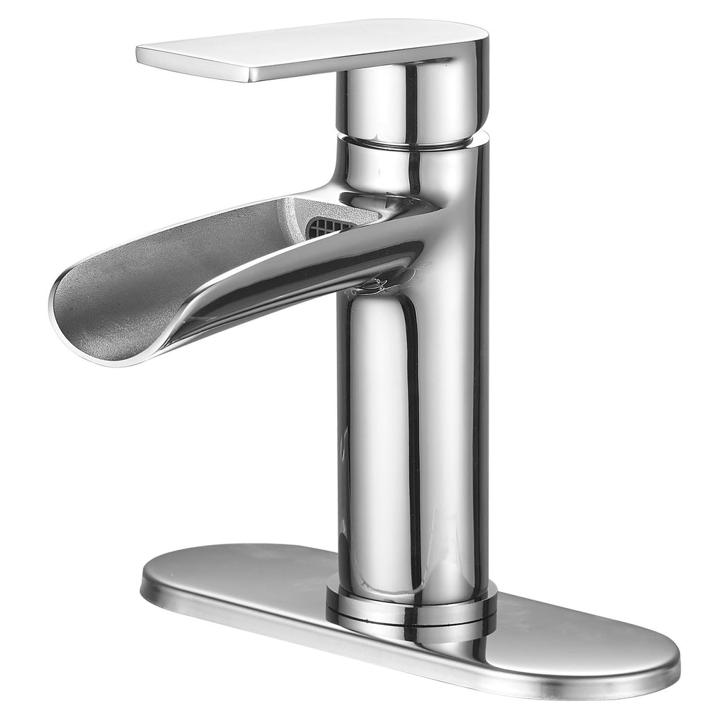 Single Hole Single-Handle Bathroom Faucet with Deck Plate