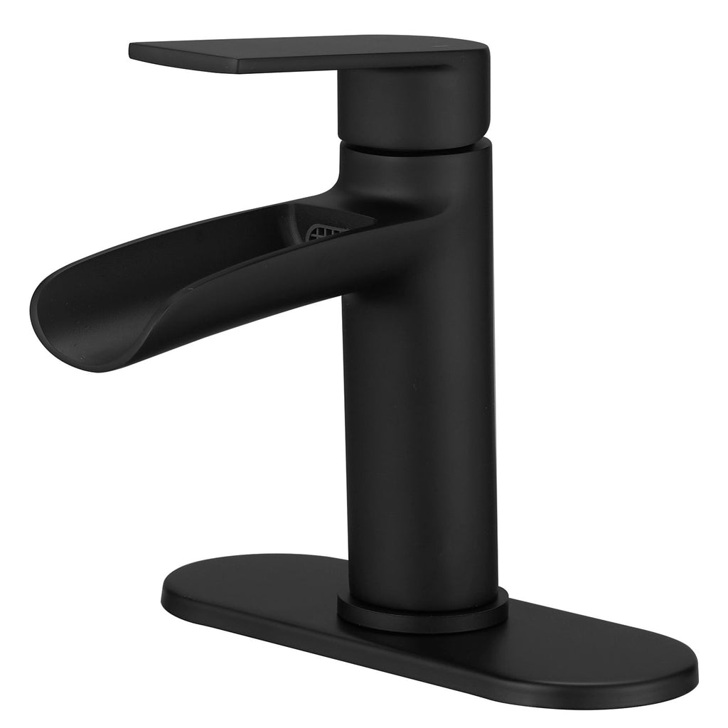 Single Hole Single-Handle Bathroom Faucet with Deck Plate