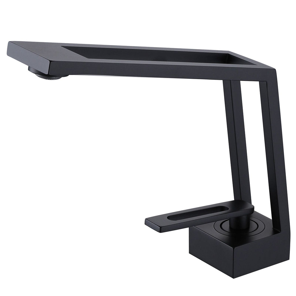 Single Hole Single Handle Bathroom Sink Faucet With Supply Hose in Matte Black