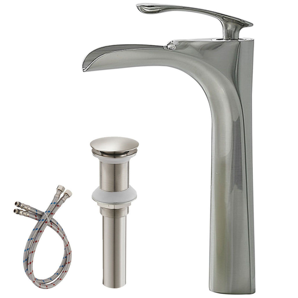 Single Hole Single Handle Bathroom Vessel Sink Faucet With Pop Up Drain
