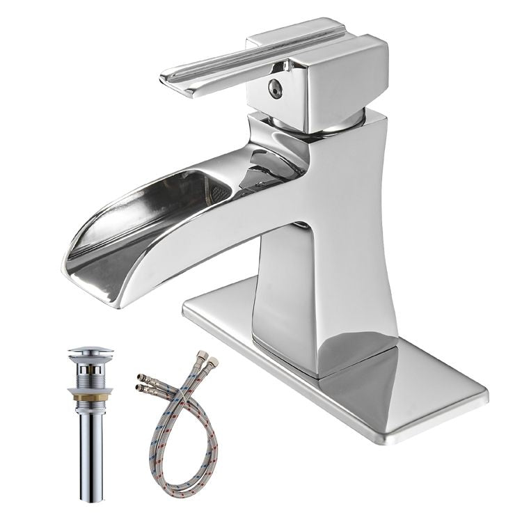 Single Hole Single-Handle Low-Arc Bathroom Faucet in Matte Black with Drain Assembly