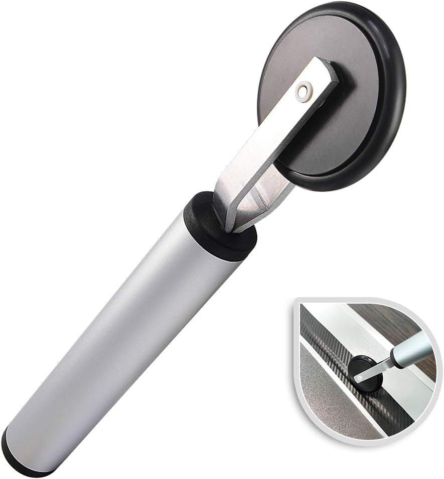Single Wheel Rubber Seam Roller Car Detailing Tool Vinyl Wrap Applicator for Details Riding Edge-Lines Contour Squeegee Screen Rolling, Portable Handle Soft Rubber Roller for Window Tint Installing