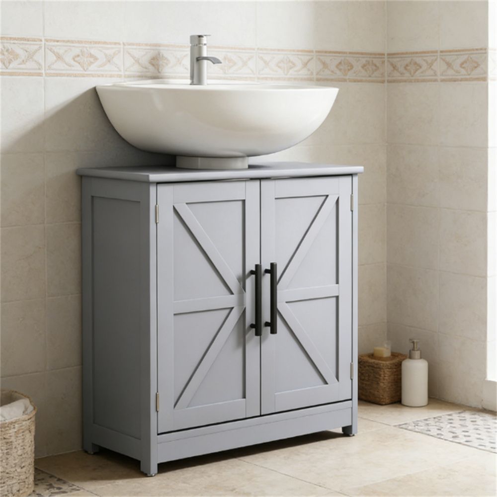 Sink storage cabinet, bathroom sink cabinet, dark gray