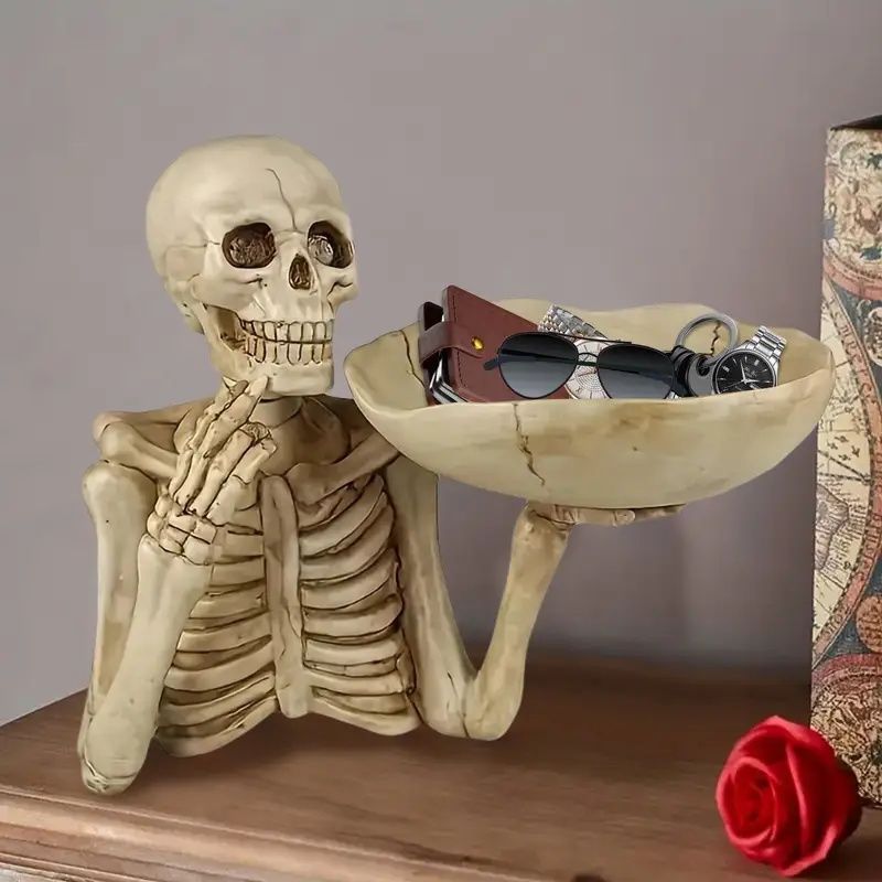 Skull Storage Tray, Halloween Decor, Resin Material, Vivid Skeleton Shape