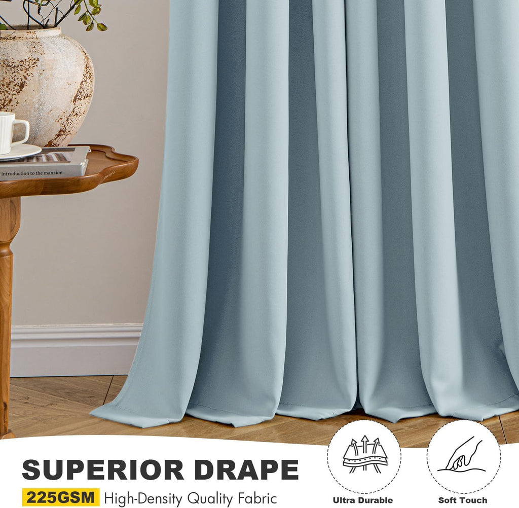 Slate Blue Blackout Curtains for Bedroom Living Room 63 Inches Long 2 Panels, Thermal Insulated Room Darkening Drapes Solid Grommet Noise Reduction Light Blocking Window Treatments 40x63 Inch